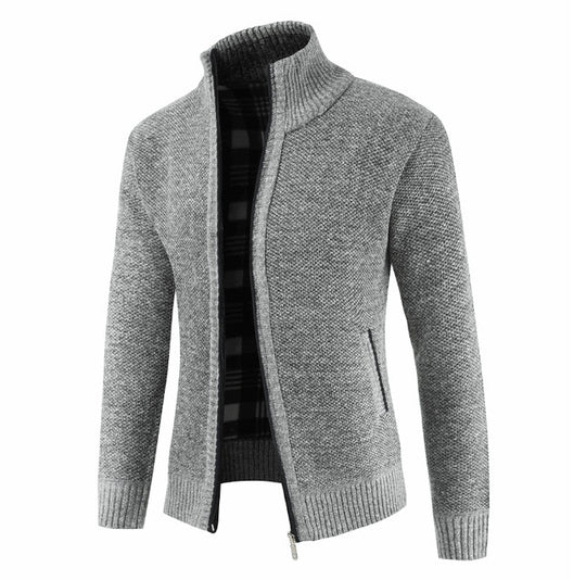 Herren Strickjacke mit hohem Kragen und seitlichen Taschen EB