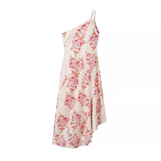 Damen Maxikleid mit asymmetrischem Schnitt und floralem Muster EB