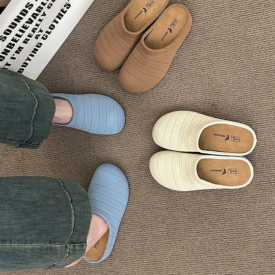 Damen bequeme Slipper aus atmungsaktivem Textilmaterial EB