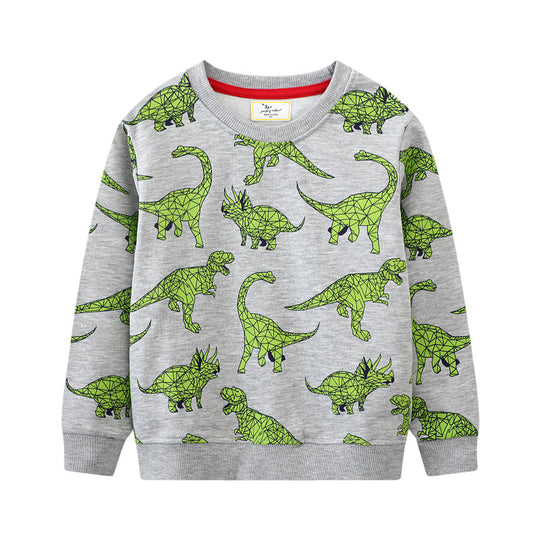 Kinder Sweatshirt mit kreativem Dinosaurier-Muster EB