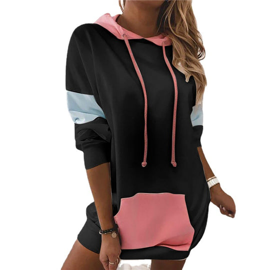 Damen Kapuzenkleid in sportlichem Design mit praktischen Taschen EB