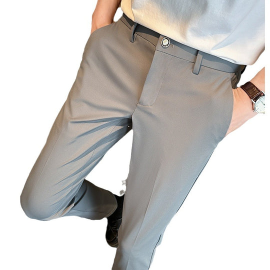 Herren elegante Slim-Fit Hose mit hohem Bund und praktischen Taschen EB