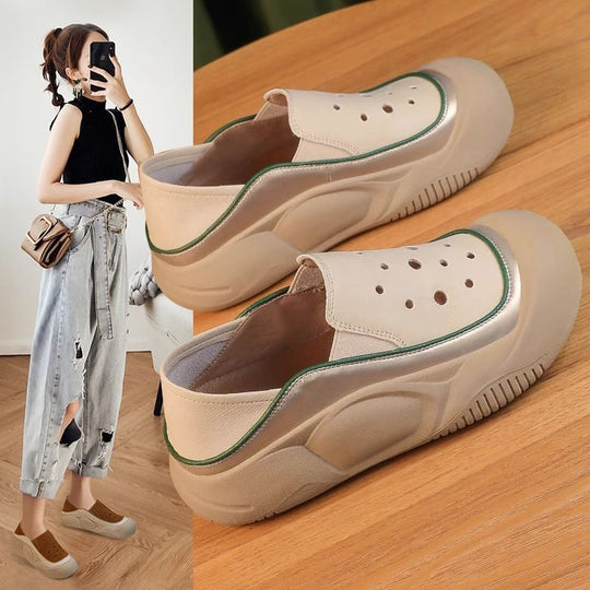 Damen modische Slip-On-Crocks mit atmungsaktiver Mesh-Oberfläche und rutschfester Sohlenkonstruktion EB