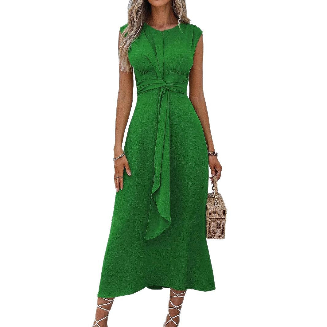 Damen Midikleid mit schlichter Eleganz und Taillengürtel EB