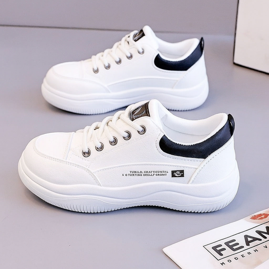 Damen Sportliche Sneakers mit Premium-Leder-Oberfläche und gepolsterter Innensohle EB