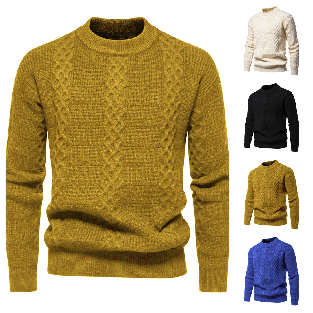 Herren Strukturierter Strickpullover mit hohem Kragen EB