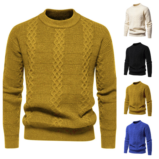 Herren Strukturierter Strickpullover mit hohem Kragen EB