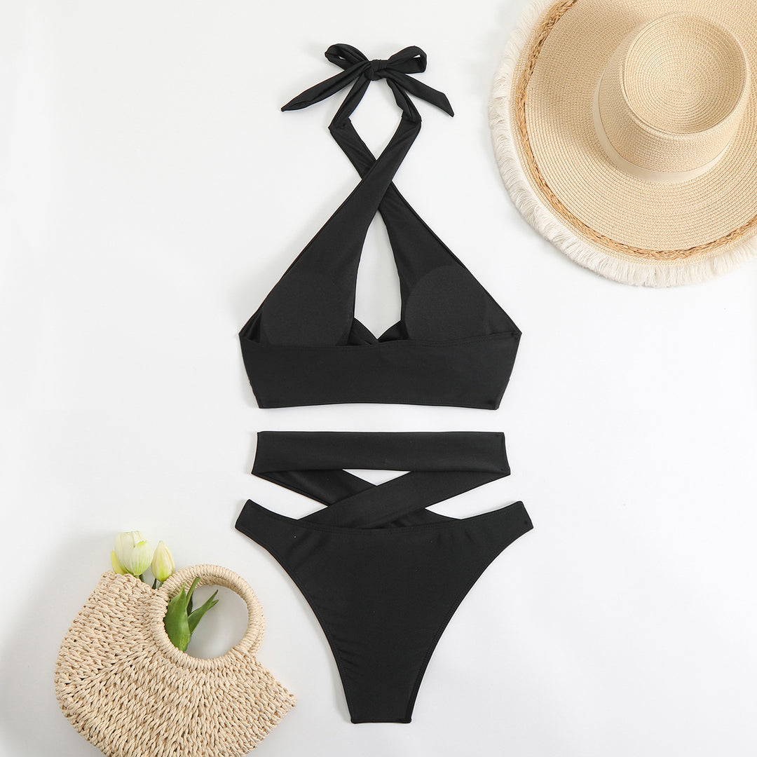 Damen Bikini-Set mit verstellbaren Trägern und elegantem Kreuzdesign EB