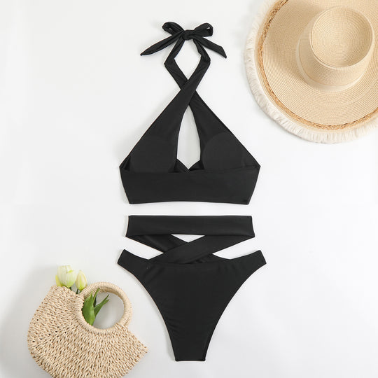 Damen Bikini-Set mit verstellbaren Trägern und elegantem Kreuzdesign EB