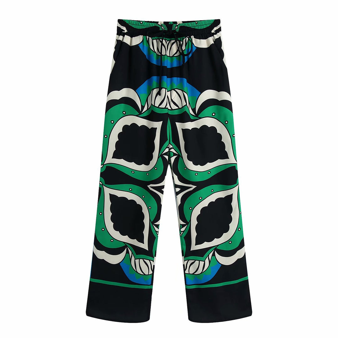 Damen stylische Shorts mit kreativem Blattmuster EB