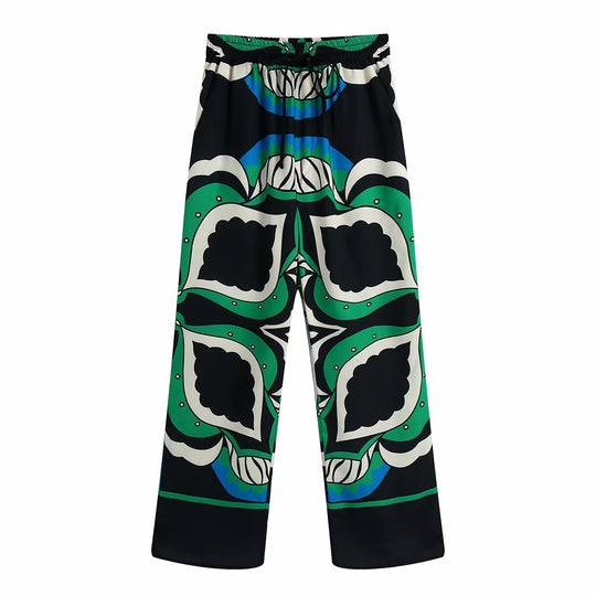 Damen stylische Shorts mit kreativem Blattmuster EB
