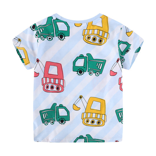Jungen T-Shirt mit lebhaften Baufahrzeug-Motiven EB