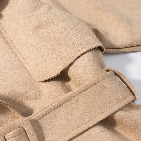Damen elegante Kunstlederjacke mit Gürtel EB
