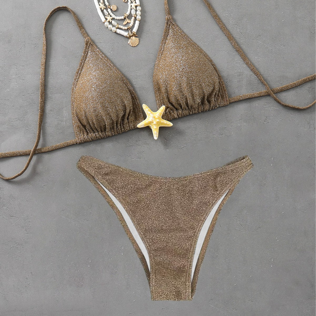 Damen Triangel-Bikini mit modischem Glitzer-Effekt EB