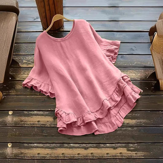 Damen lässiges Oberteil mit Rüschendetails und weit geschnittenem Design EB