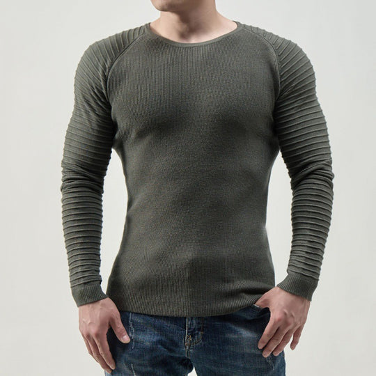 Herren Langärmliges T-Shirt mit modernen Rippstrukturen und körperbetonter Passform EB