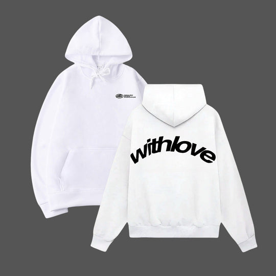 Unisex nan oversized Kapuzenpullover mit großflächigem Rückenprint, Kängurutasche und gerippten Bündchen EB