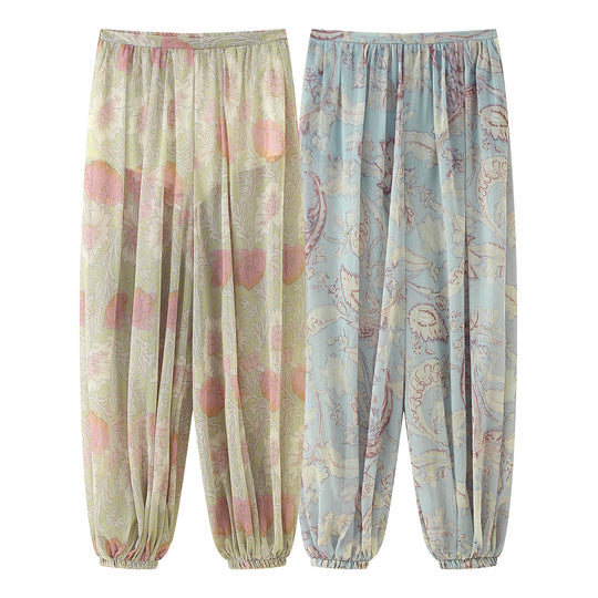 Damen Luftige Palazzo-Hose im floralen Design mit elastischem Bund EB