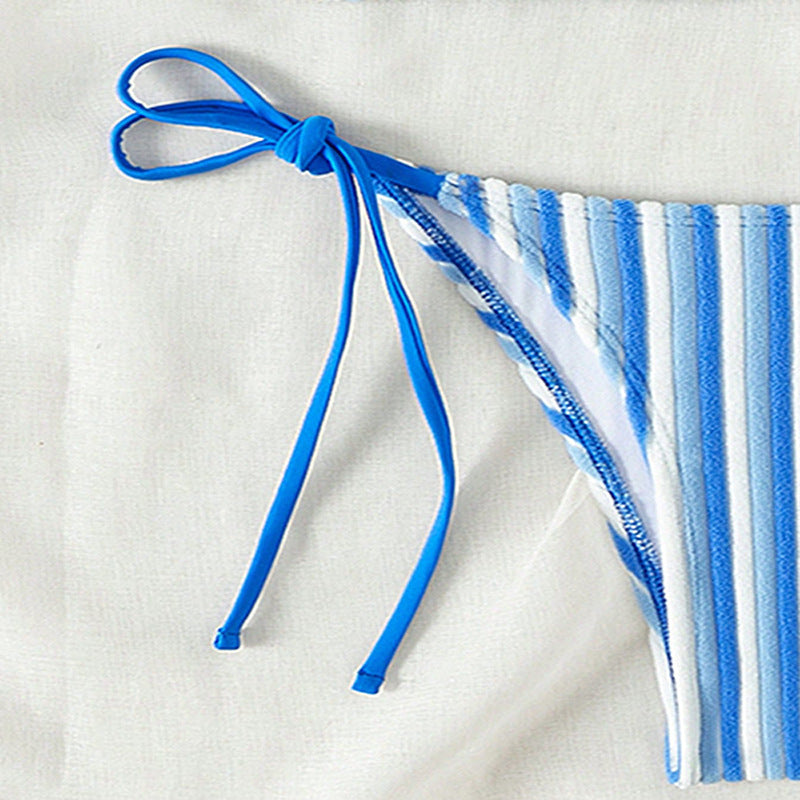 Damen Bikinislip mit verstellbaren Trägern und gestreiftem Design EB