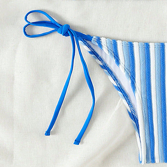 Damen Bikinislip mit verstellbaren Trägern und gestreiftem Design EB
