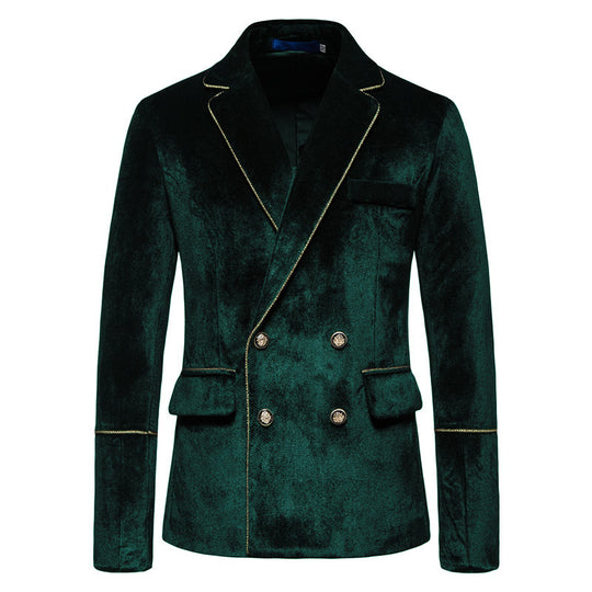 Herren Samtanzug mit goldenen Details und klassischem Revers EB