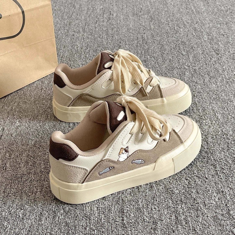 Damen Modische Sneaker mit tierischem Motiv und bequemer Sohle EB