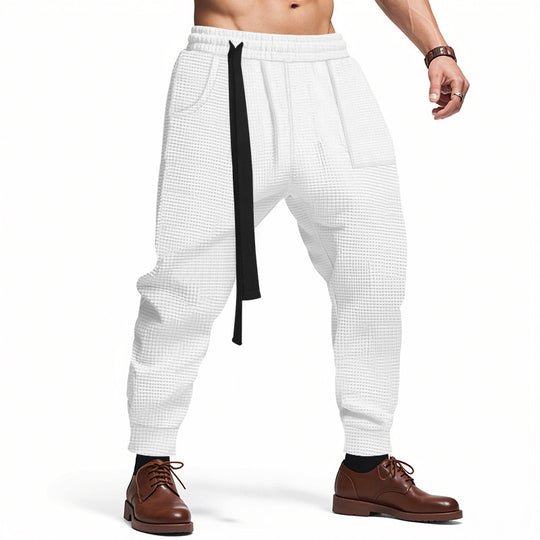 Herren lässige Struktur-Sweatpants mit verstellbarem Kordelzug EB