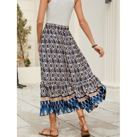 Damen Bohemian Stufen Maxi Rock EB
