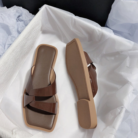Damen elegante Zehentrenner-Sandalen mit geflochtenem Riemendesign und komfortablem Fußbett EB