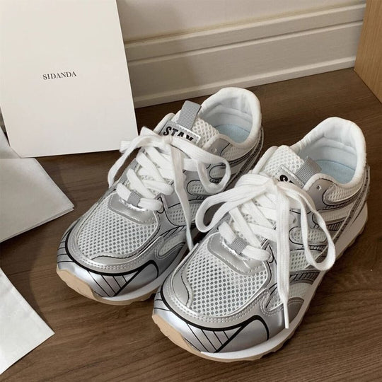 Damen Sportlich-elegante Mesh-Sneaker mit atmungsaktiver Sohle EB