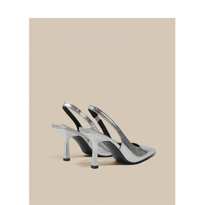 Damen Slingback High Heel Pumps mit elegantem metallic Finish EB