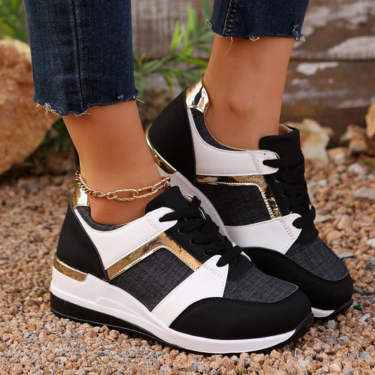 Damen modische Sneakers mit goldenen Akzenten und atmungsaktivem Obermaterial EB