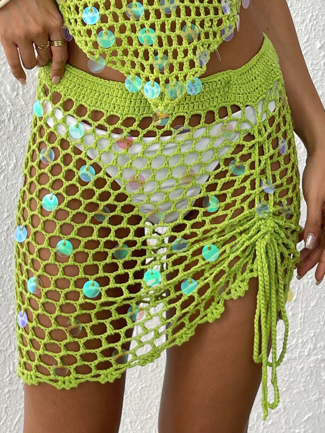 Damen Häkel-Strandsarong mit dekorativen Pailletten EB