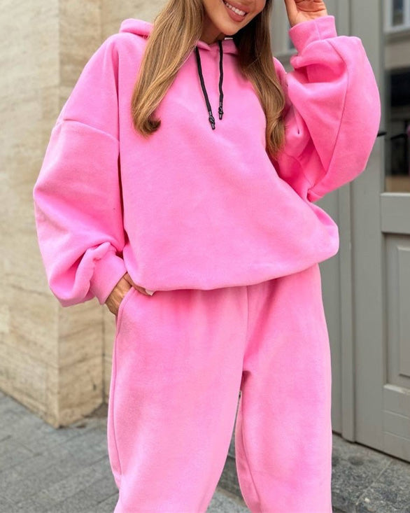 EB | Crew Polar Fleece Kapuzenpullover und Jogginghose Zweiteiliges Satz