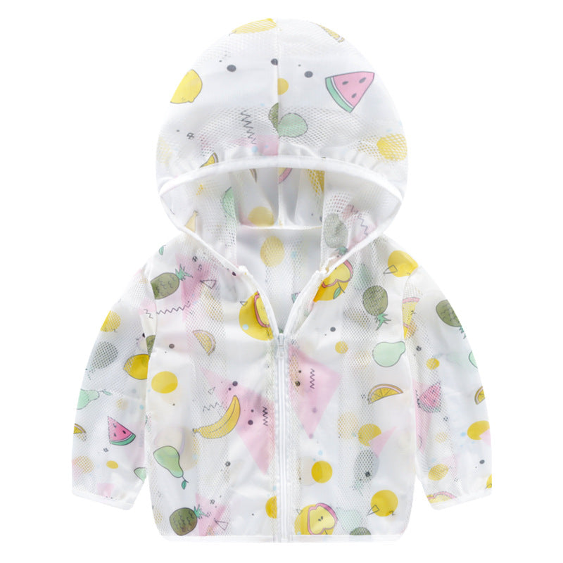 Unisex nan leichtgewicht atmungsaktive Kapuzenjacke für Babys und Kleinkinder mit Mesh-Sonnenschutz und Cartoon-Hasenmotiv EB