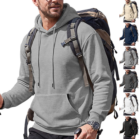 Herren Kapuzenpullover aus weichem Fleece mit Kängurutasche und verstellbarer Kapuze EB