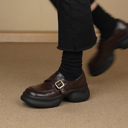 Damen Mokassins mit elegante Schnalle und komfortabler Plattformsohle EB
