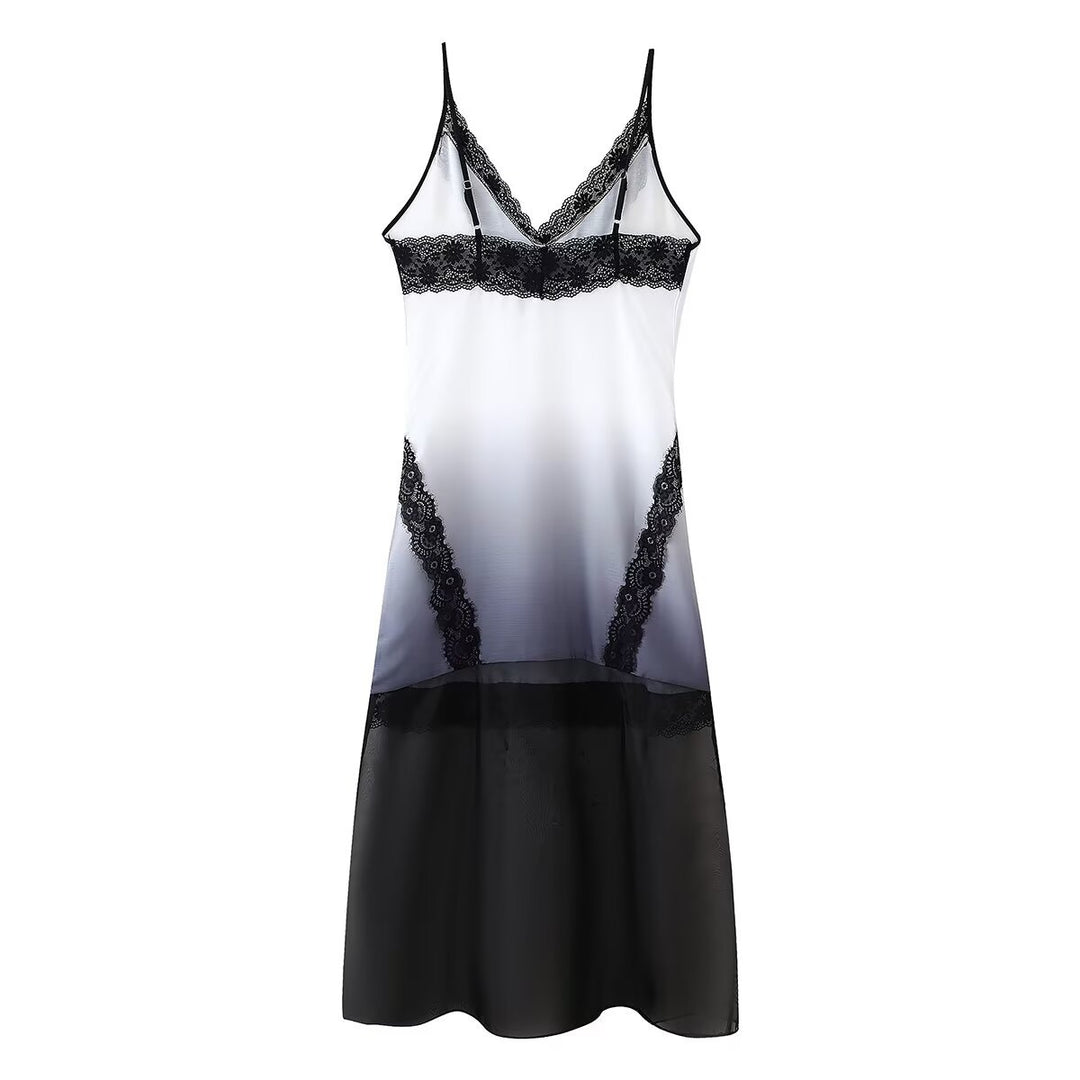 Damen Nachtkleid mit eleganter Spitzenverzierung und gradientem Farbverlauf EB