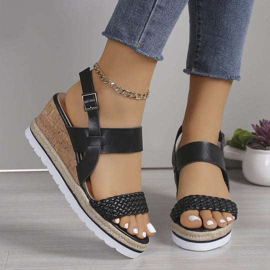 Damen Wedge-Sandaletten mit raffiniertem Flecht-Design und komfortablem Fußbett EB
