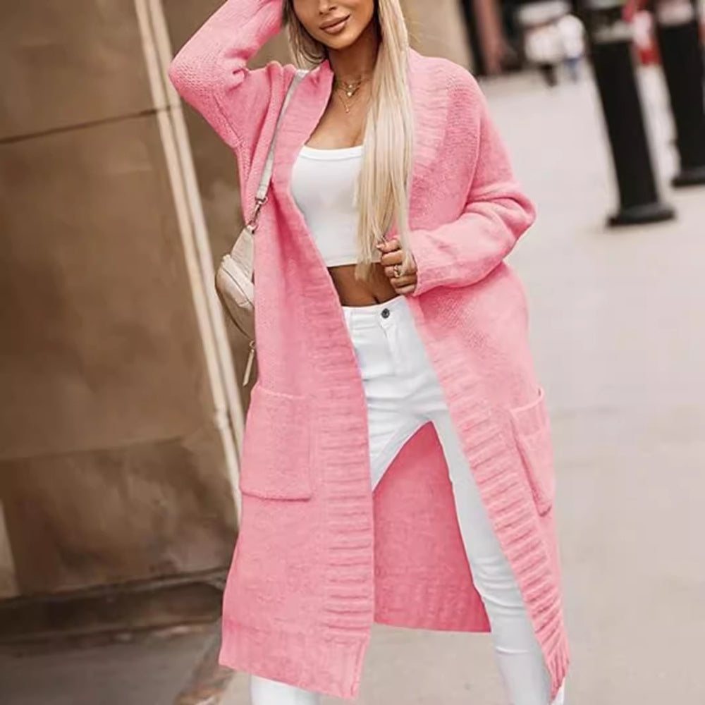 Damen Strickmantel mit lässigem Schnitt und tiefen Taschen EB