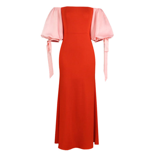 Damen Abendkleid mit schulterfreier Gestaltung und extravaganten Puffärmeln EB