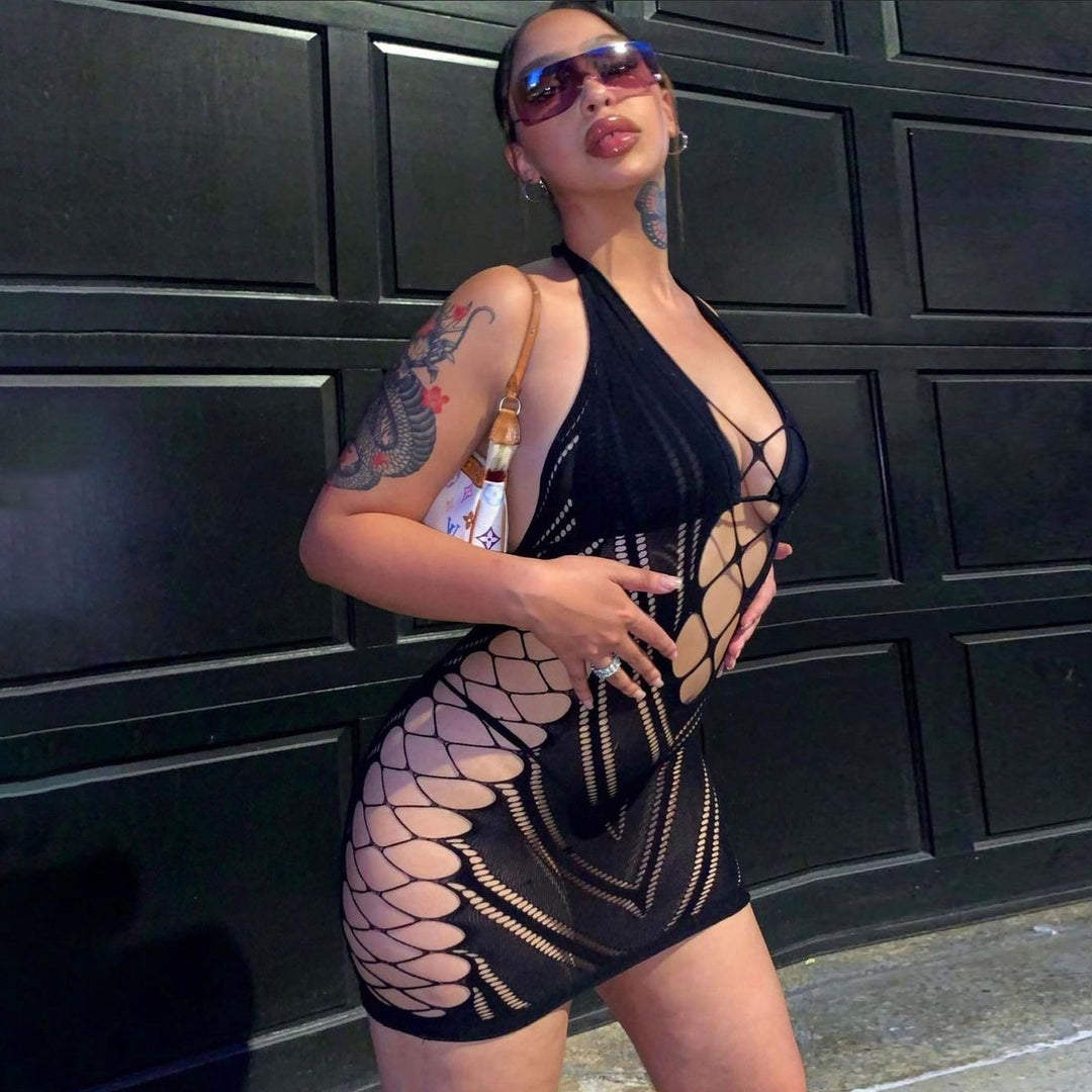 Damen Netzkleid mit verführerischen Ausschnitten EB
