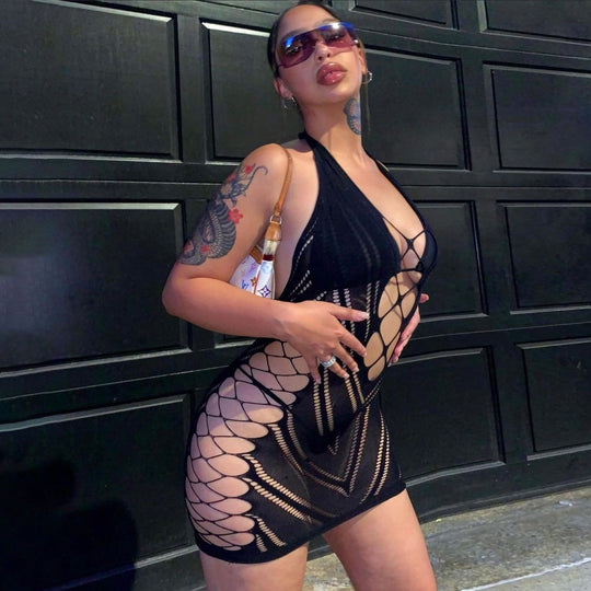 Damen Netzkleid mit verführerischen Ausschnitten EB
