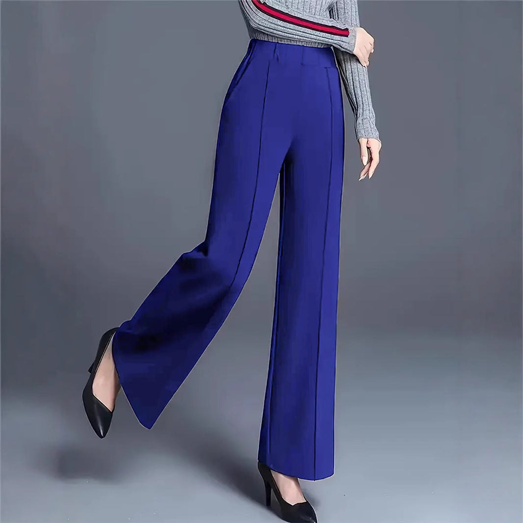 Damen Hochtaillierte Palazzo-Hose mit seitlichen Falten EB