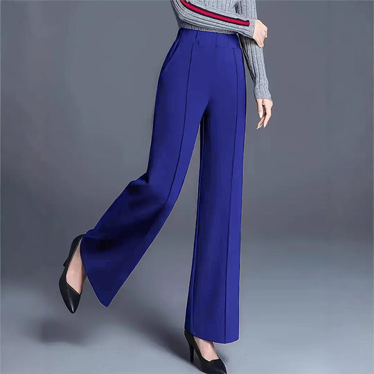 Damen Hochtaillierte Palazzo-Hose mit seitlichen Falten EB