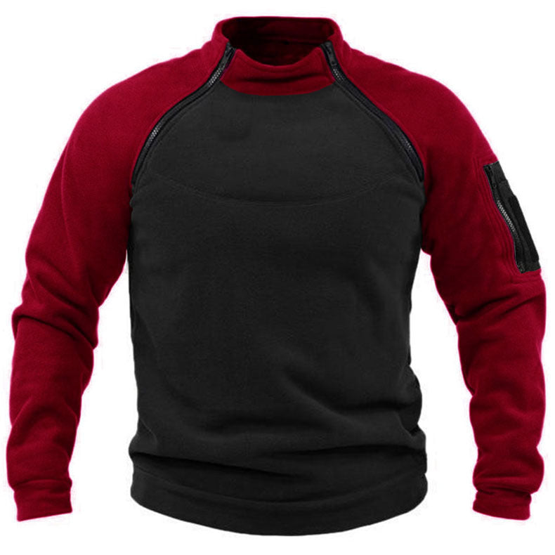 Herren Fleece-Pullover mit hohem Kragen und funktionalen Taschen EB
