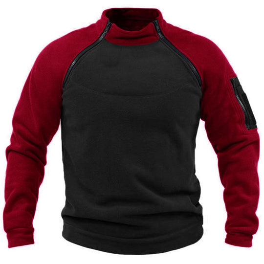 Herren Fleece-Pullover mit hohem Kragen und funktionalen Taschen EB