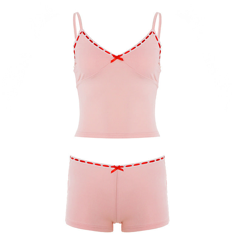 Damen Schlaf-Set mit Spaghetti-Trägern und zartem Design EB