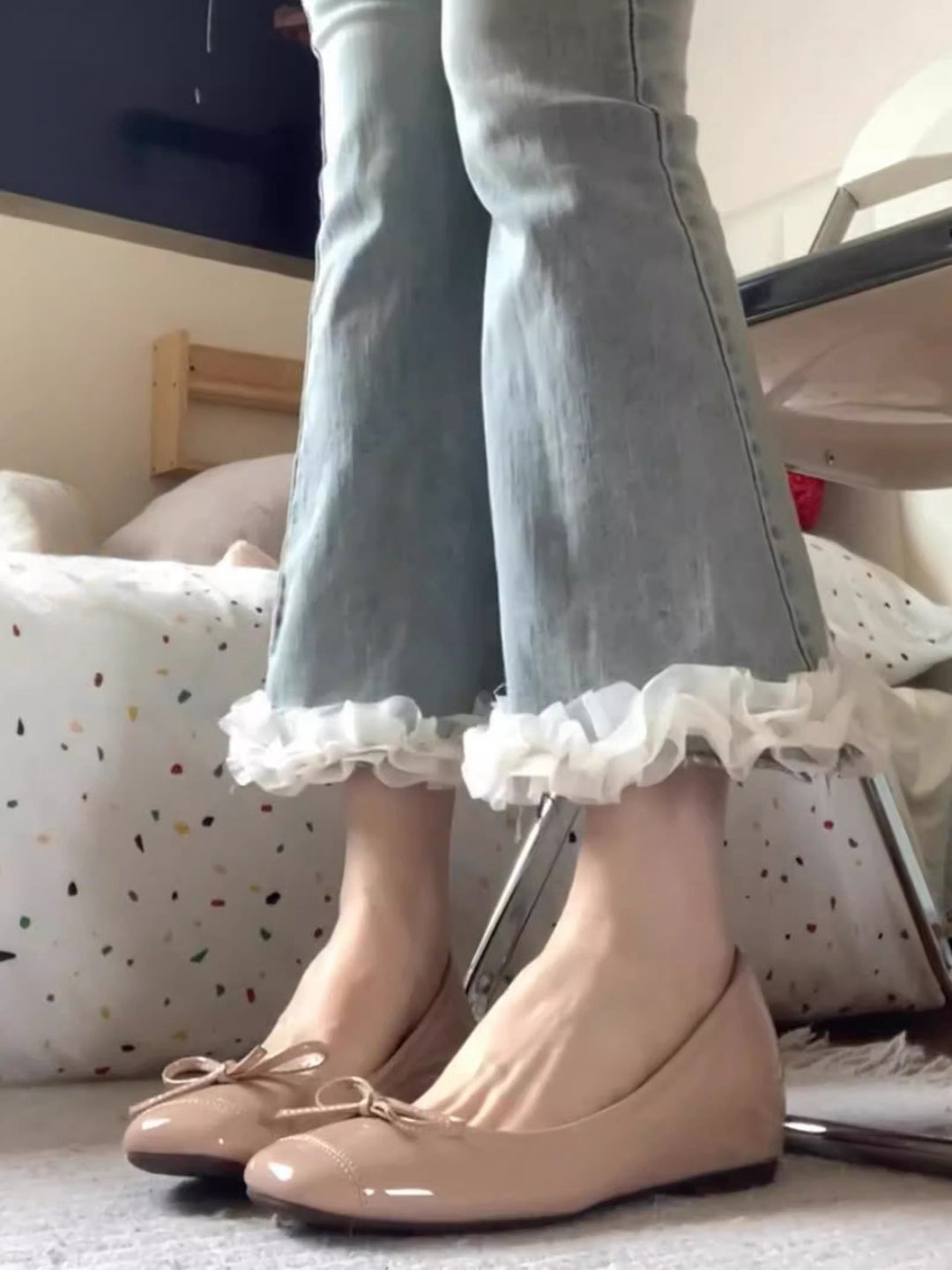 Damen Ballerinas mit verspieltem Schleifen-Design EB