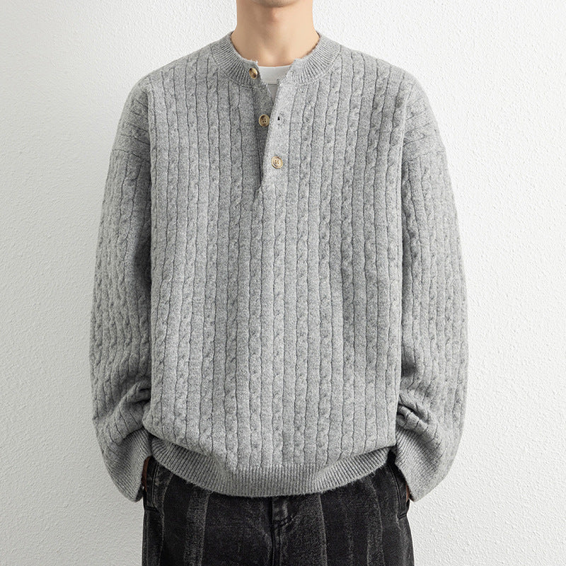 Herren Strickpullover mit Knopfdetails und strukturierter Oberfläche EB